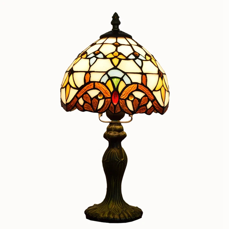 8 Inch European Baroque Retro Creative Lighting Tiffany Stained Glass bar Restaurant Bedroom Bedside Small Table Lamp Shade