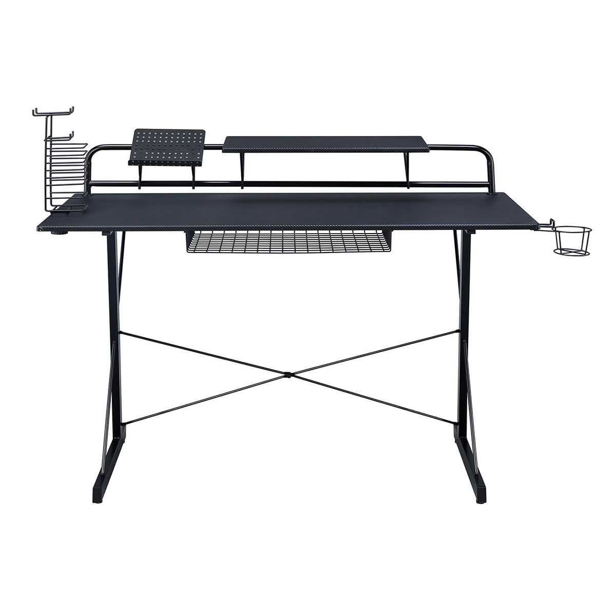 Modern Durable Steel Office Desk with Shelving Black