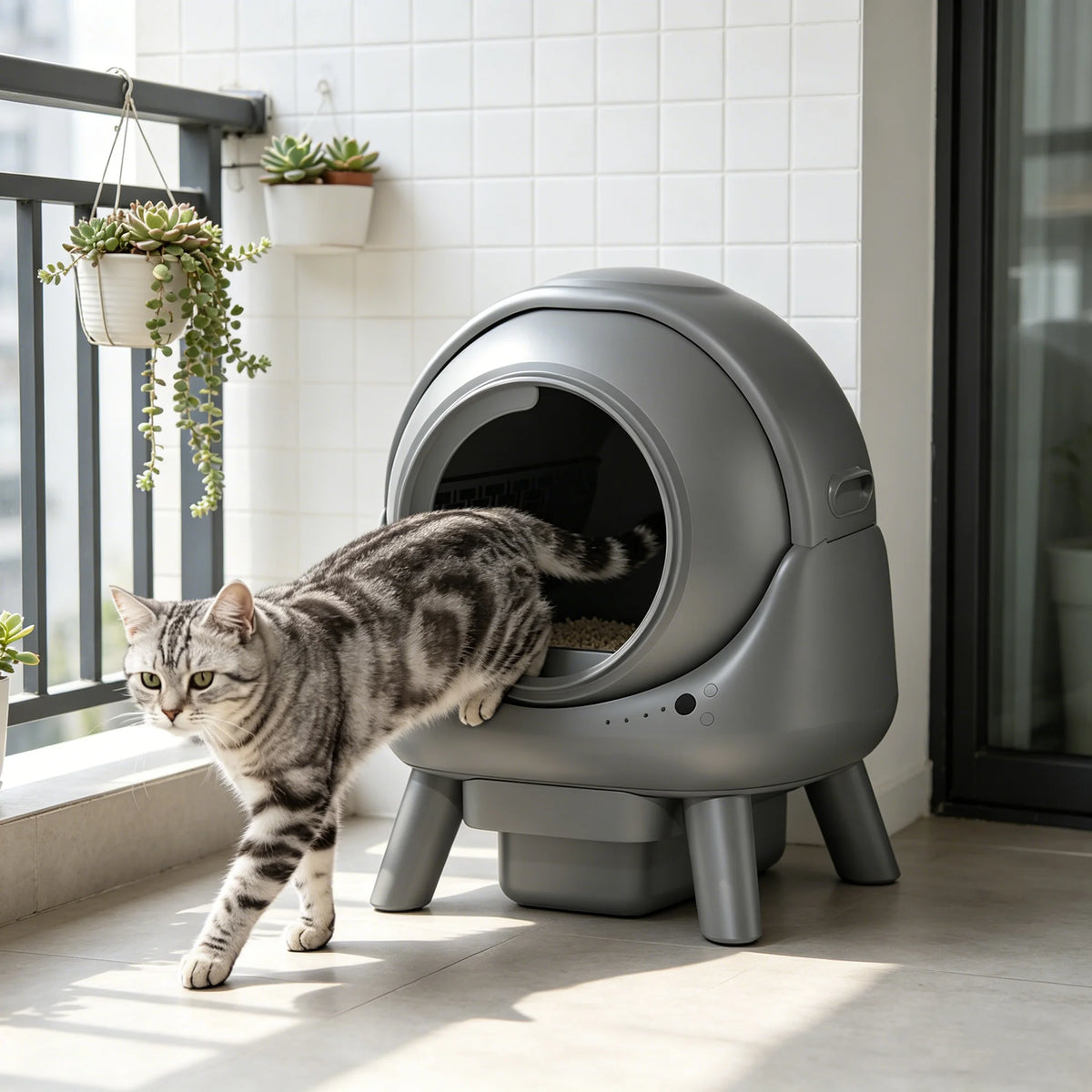 Premium Smart Self-Cleaning Cat Litter Box Home-Friendly with App Control & Anti-Pinch Safety Easy Clean Feature
