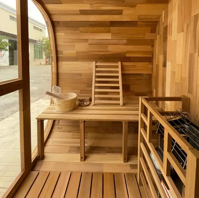 Popular Outdoor Cedar Solid Wood Cube Sauna Traditional Finnish Sauna Steam Heated for comfort and Relaxation
