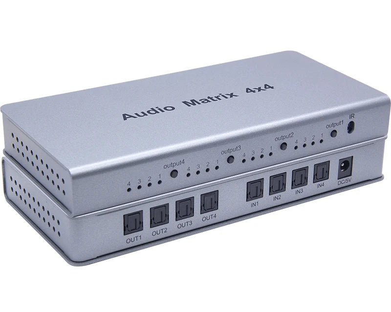 4x4 Audio Matrix Spdif Toslink Digital Optical 4 in 4 Out Audio Switch Converter Splitter Box for TV STB DVD Player PC Amplifier