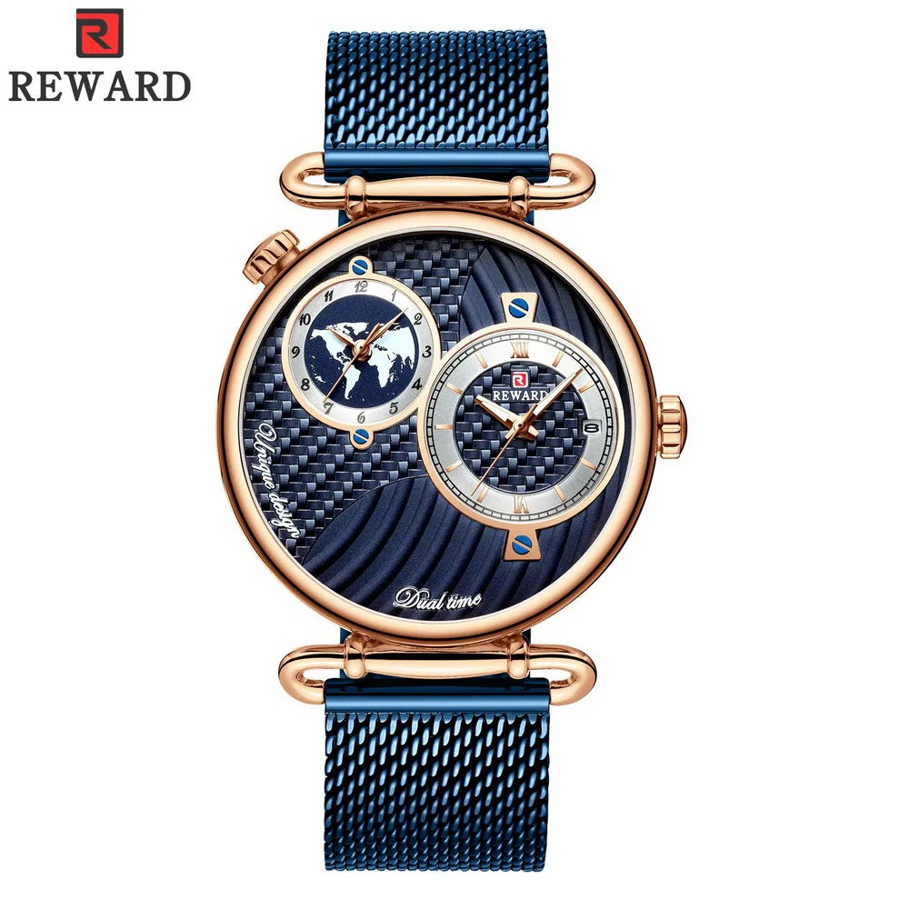 Wholesale Sport REWARD Men Watches Top Brand Luxury Full Steel Dual Dial Quartz Wristwatch Mens Casual Waterproof Analog Watch
