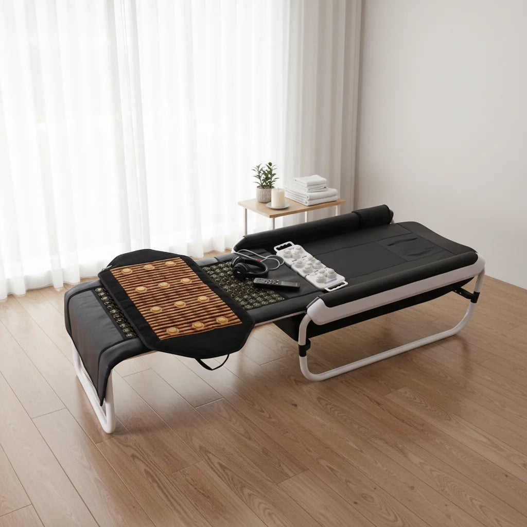 POP RELAX Innovative Cama De Masaje with Far Infrared Heating Home Therapy for Spine Care and Muscle Therapy