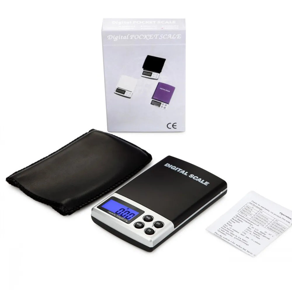 Mini Electronic Jewelry Scale Pocket 100/200/300/500/1000/2000g 0.01/0.1g Kitchen Scales Balance with BackLight