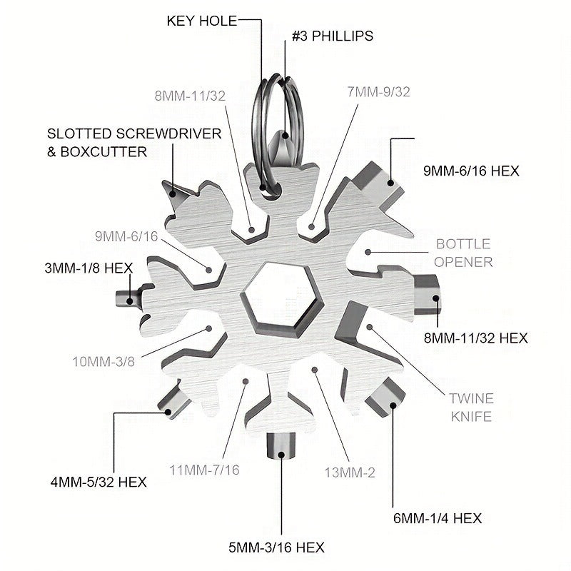 18-in-1 Snowflake Multi Tool Outdoor Camping Travel Camping Adventure Daily Survival Tools Stainless Screwsdriver Bottle Opene
