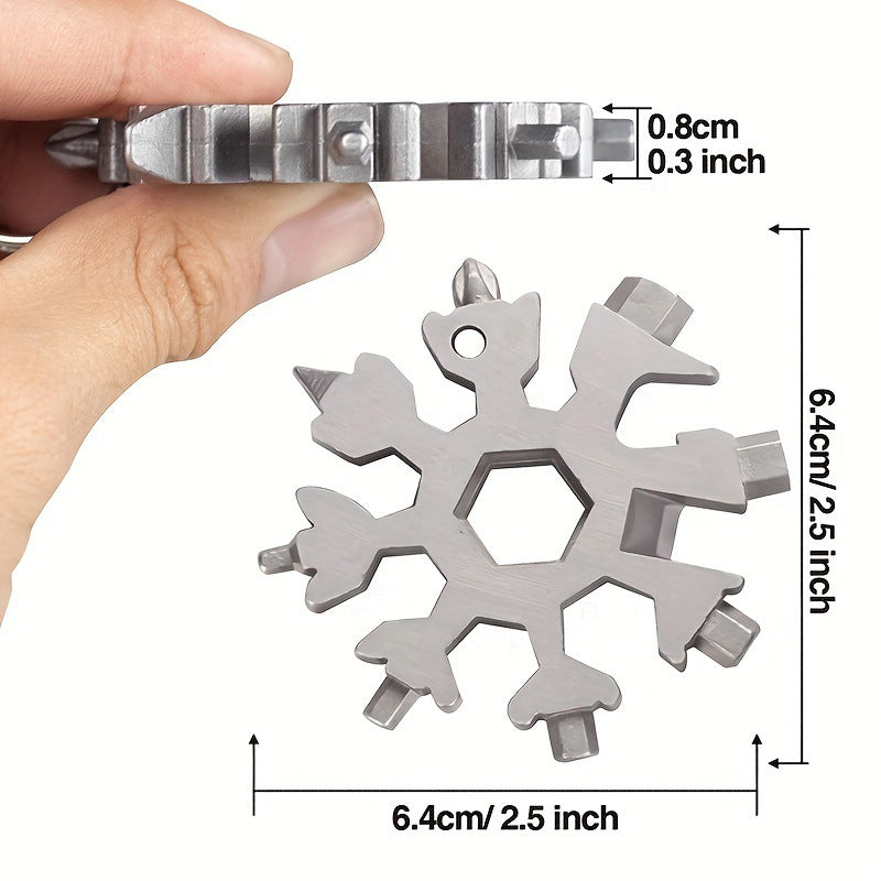 18-in-1 Snowflake Multi Tool Outdoor Camping Travel Camping Adventure Daily Survival Tools Stainless Screwsdriver Bottle Opene