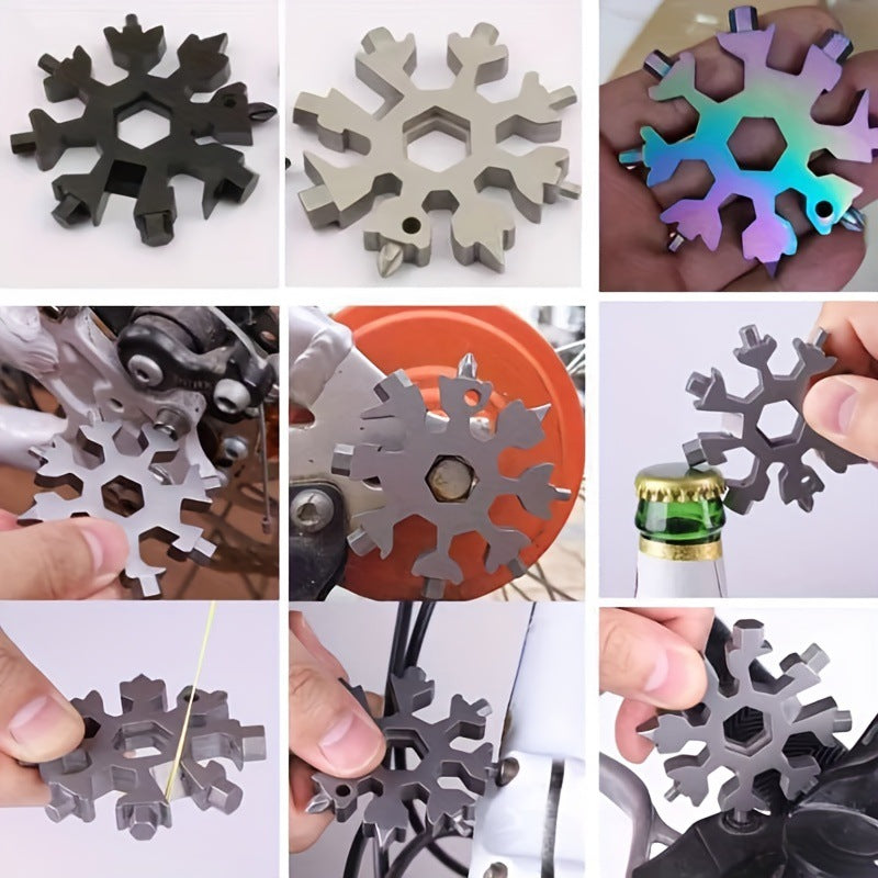 18-in-1 Snowflake Multi Tool Outdoor Camping Travel Camping Adventure Daily Survival Tools Stainless Screwsdriver Bottle Opene