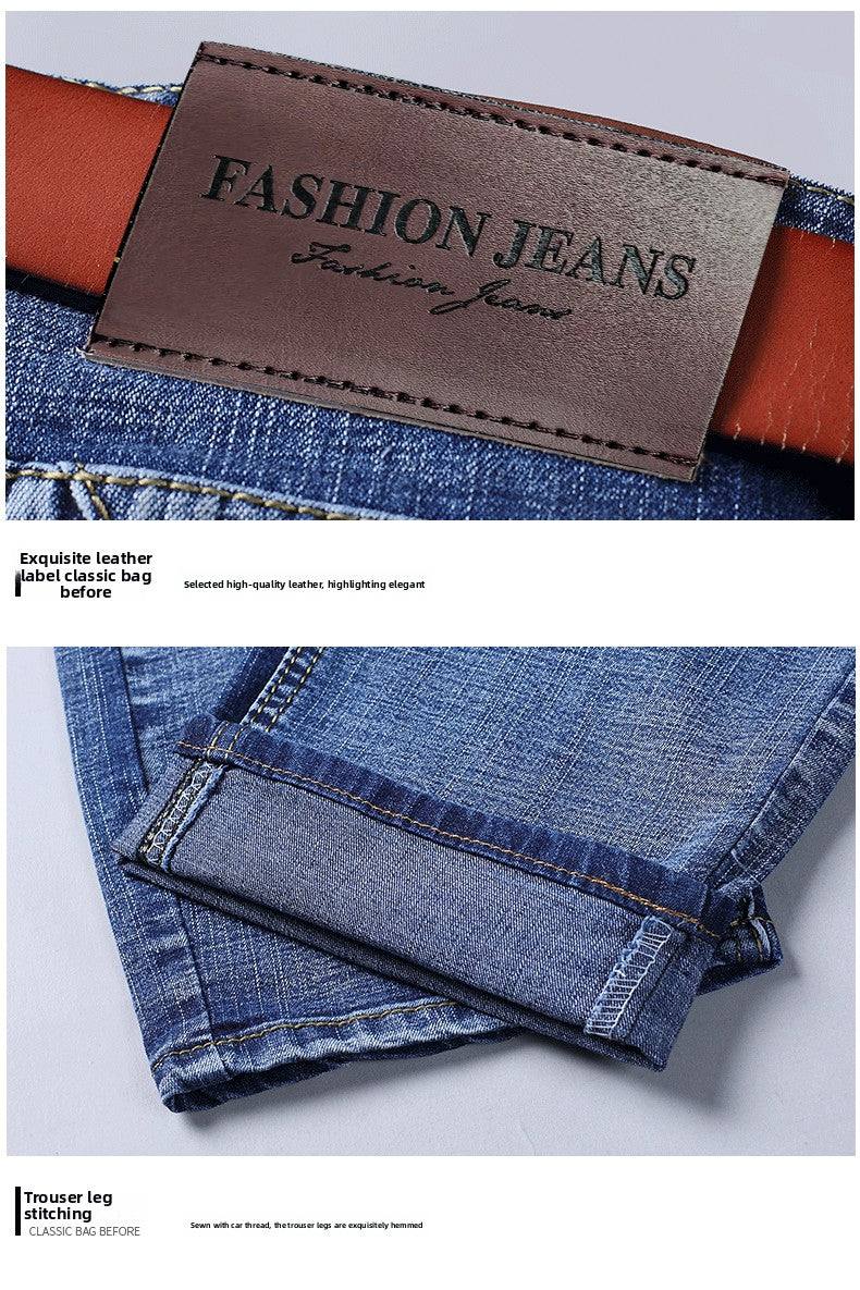 2026 New Spring Autumn Men Classic Jeans Business Fashion Straight Regular Blue Stretch Denim Trousers Men's Smart Jeans