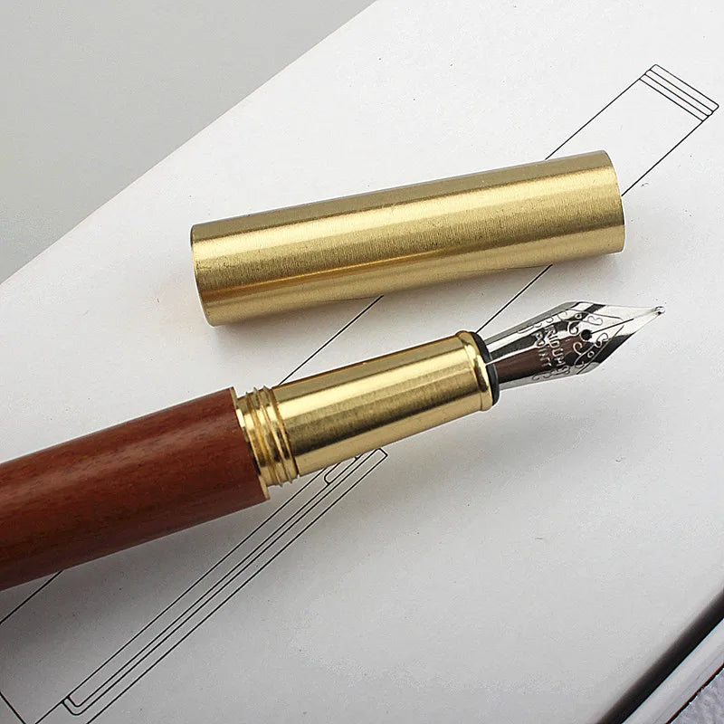 Exquisitely Designed Portable Pocket Vintage Mini Lipstick Pen Brass Solid Wood Materials Stationery Gifts Office Supplies