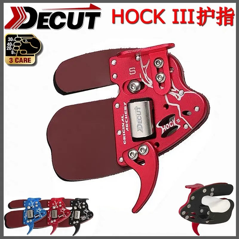 DECUT Archery Finger Tabs Guards Protector Left Hand/Right Hand S/M/L/XL Genuine Cowhide Leather For Recurve Bow Protective Gear