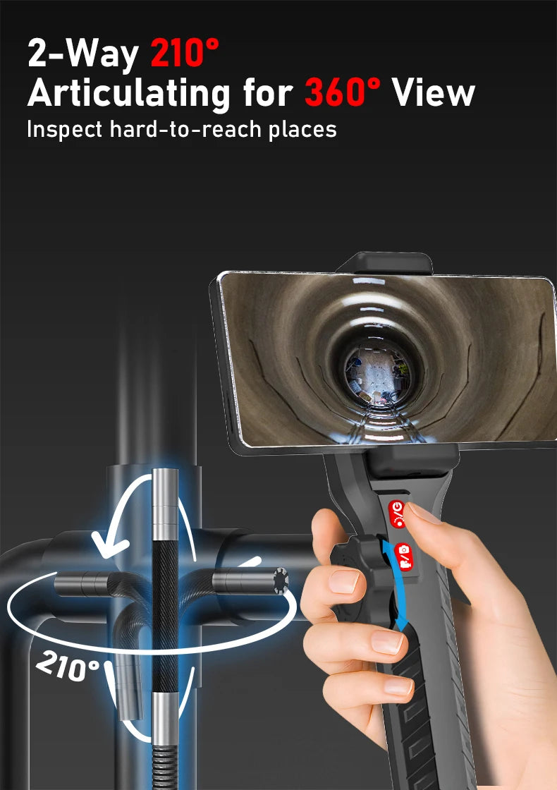 5Inch Borescope, Two-Way Rotary 360° Industrial 3.9mm Camera for Automotive Repair, Plumbing Inspection