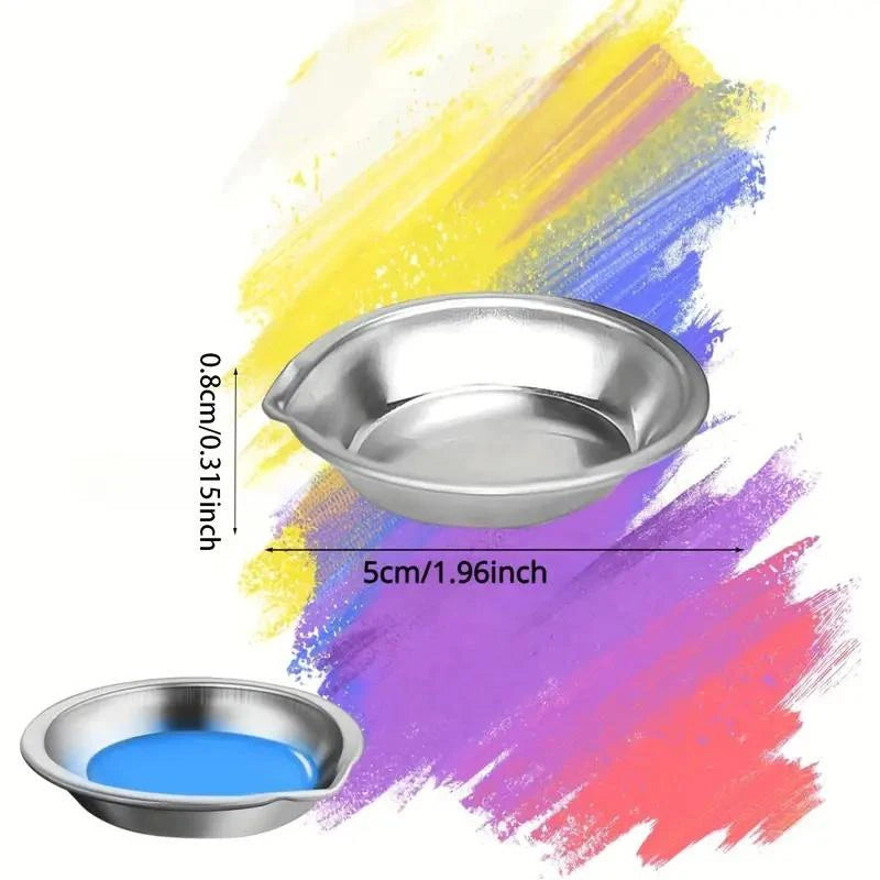 1-10pcs Stainless Steel Painting Palette Spouted Color Bowls Oil Paint Trays Paint Color Mixing Cups For Art Stationery Supplies