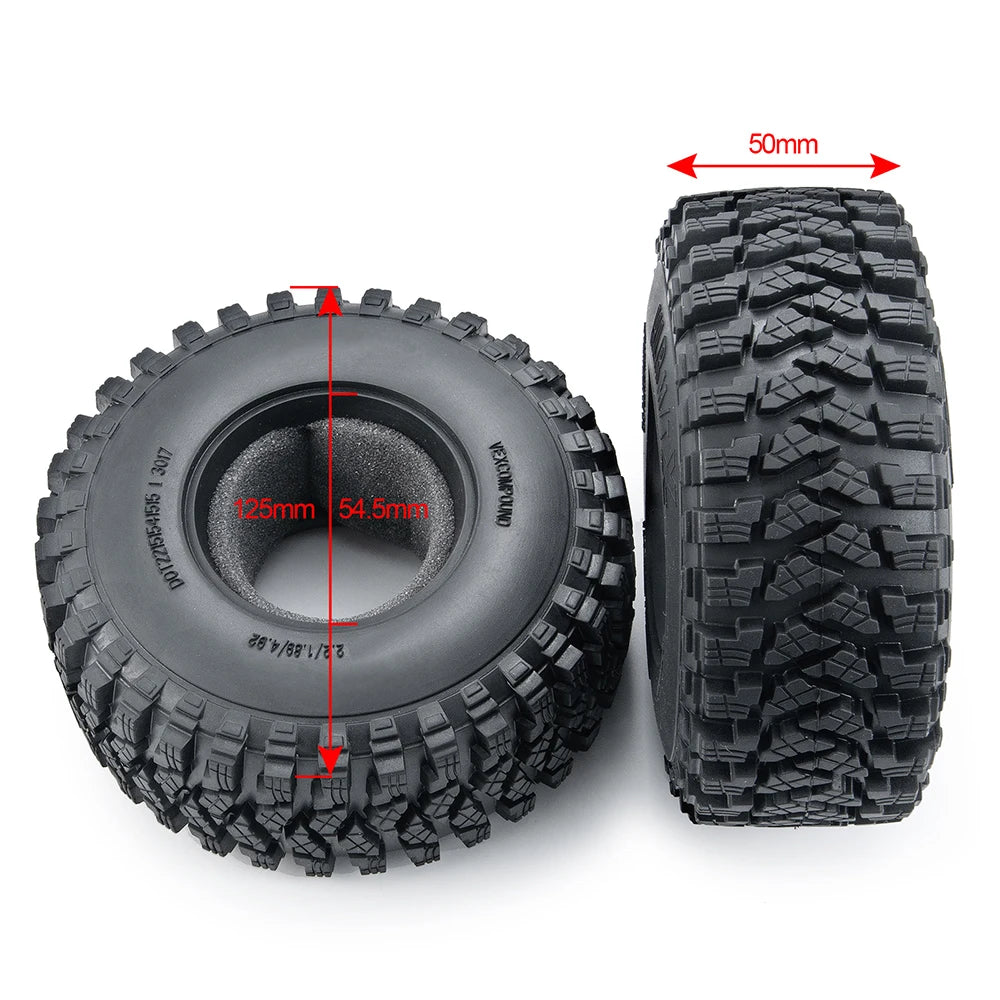 AXSPEED 4PCS Rubber Tyres 120/125/137/150mm for 1.9 2.2 Wheel Tires Axial SCX10 Wraith D90 D110 TRX4 TRX6 1/10 RC Crawler Car