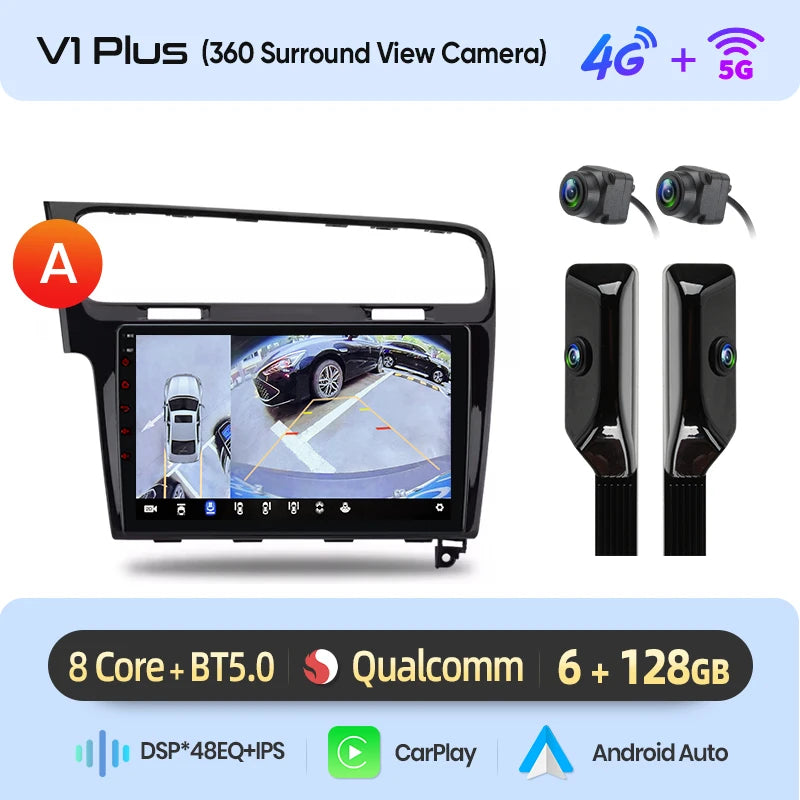 Junsun AI 4G LTE Wireless CarPlay Android Auto Car Radio For VW Volkswagen Golf 7 2013 2014 2015-2017 GPS Navi BT DSP RDS FM