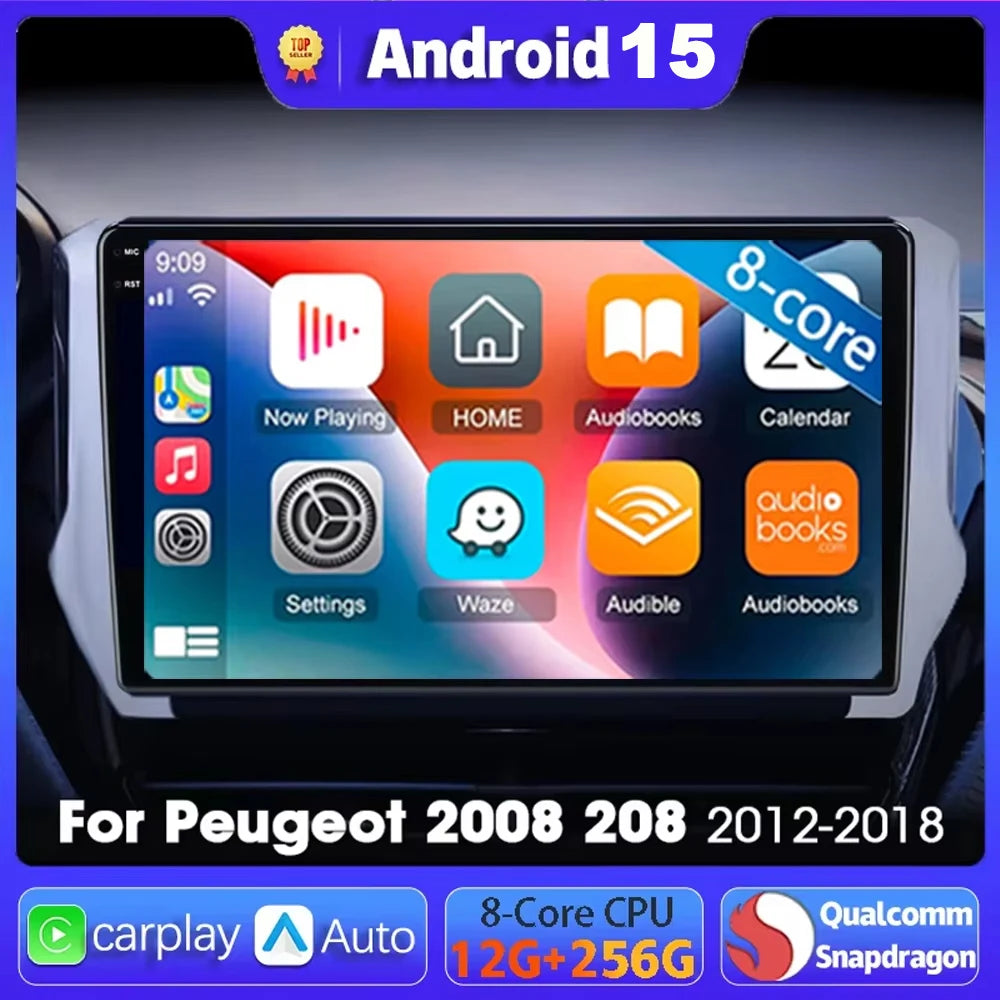 Android 16 Navigation Multimedia Player For Peugeot 2008 208 Series 2012 2013 2014 - 2018 Carplay Auto Stereo BT video Car radio