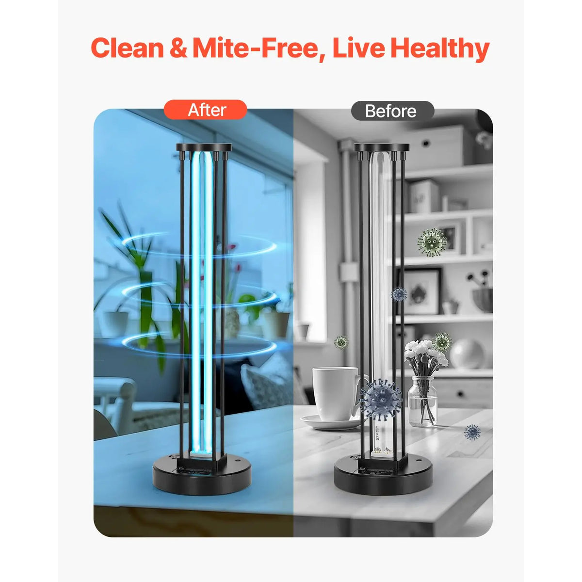 "55W UV Light with Ozone Purifier 30/60/120 Min Timer Remote Control for Room Sterilization"