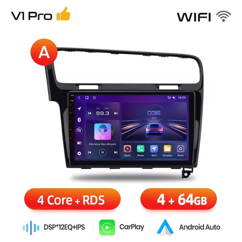 Junsun AI 4G LTE Wireless CarPlay Android Auto Car Radio For VW Volkswagen Golf 7 2013 2014 2015-2017 GPS Navi BT DSP RDS FM