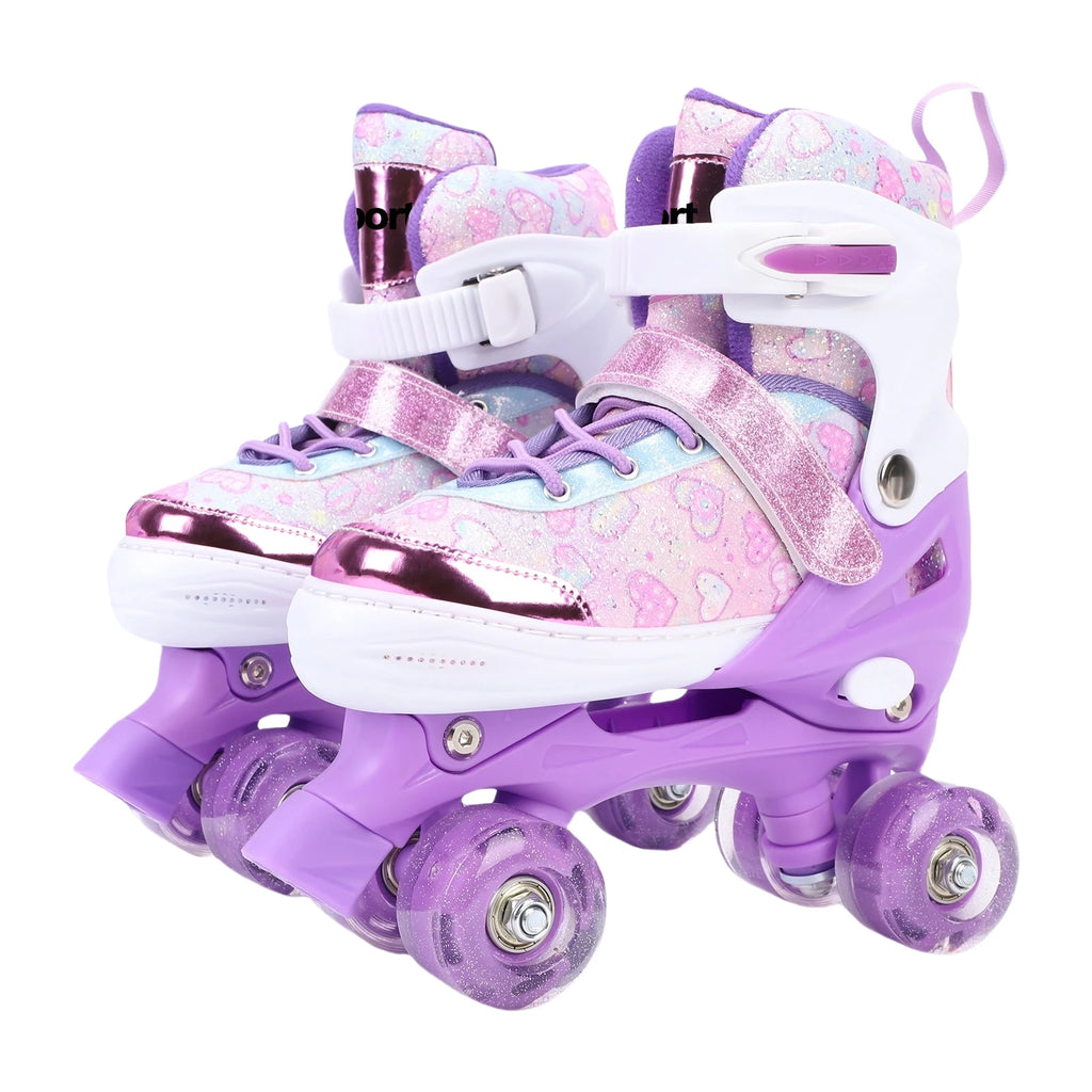 Tomshoo Roller Skates for Kids Girls Ages 6-12 4Size Adjustable Flashing Wheel ABEC Bearing Triple Protection for Outdoor Indoor