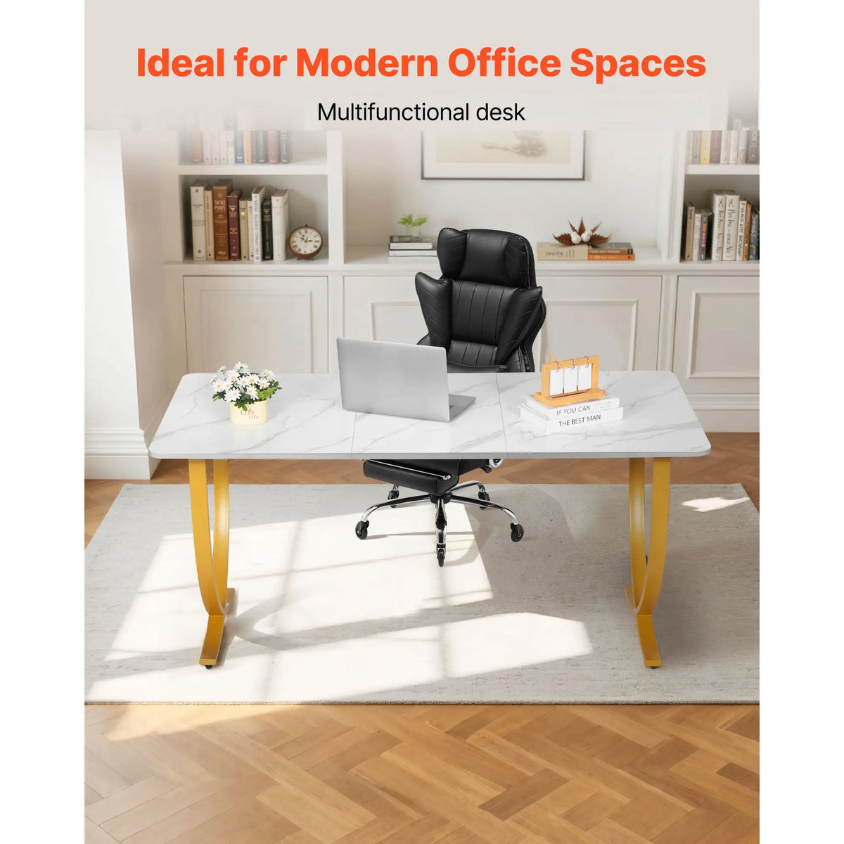 Modern Executive Large Office Desk 63\" W X 31.5\" D PC Modern Computer Table for Conference Meeting Room Business Furniture