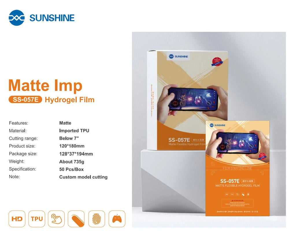 Sunshine Flexible Hydrogel Film SS-057 SS-057A SS-890C Cutting Machine SS-075S TPU Privacy Screen Protective Film With QR CODE
