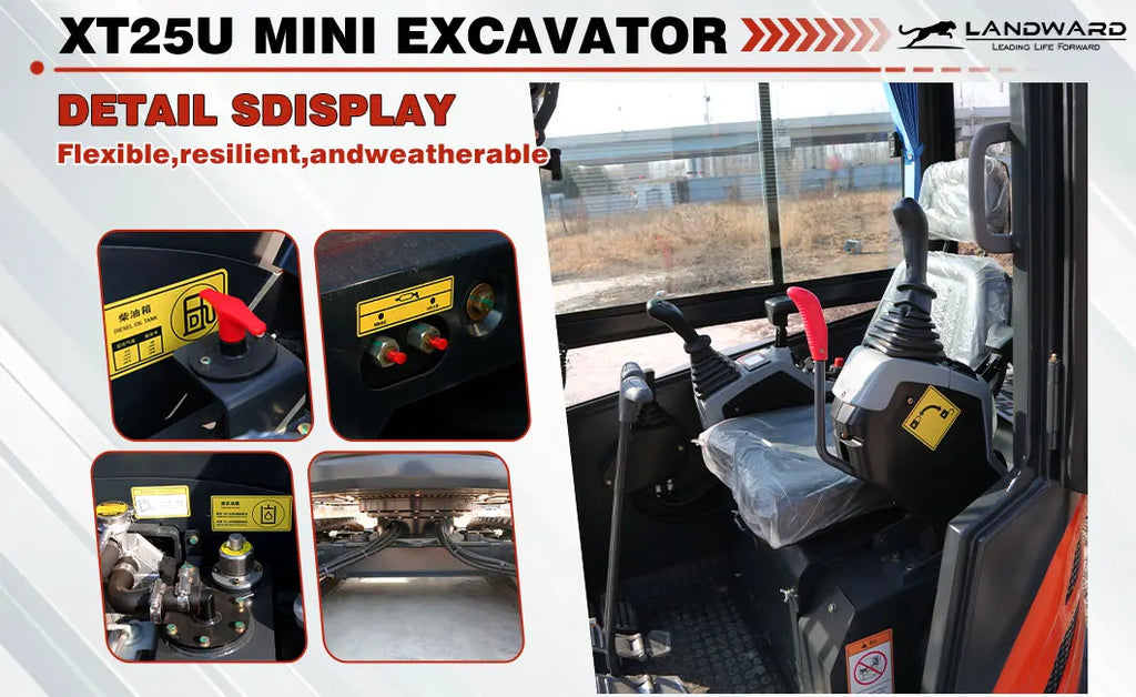 LANDWARD YANMAR Excavator 2.5 Tons Mini Excavator Optional Engine 24HP XT25U Crawler Cab Mini Excavator 3 Tons Euro 5 Customized