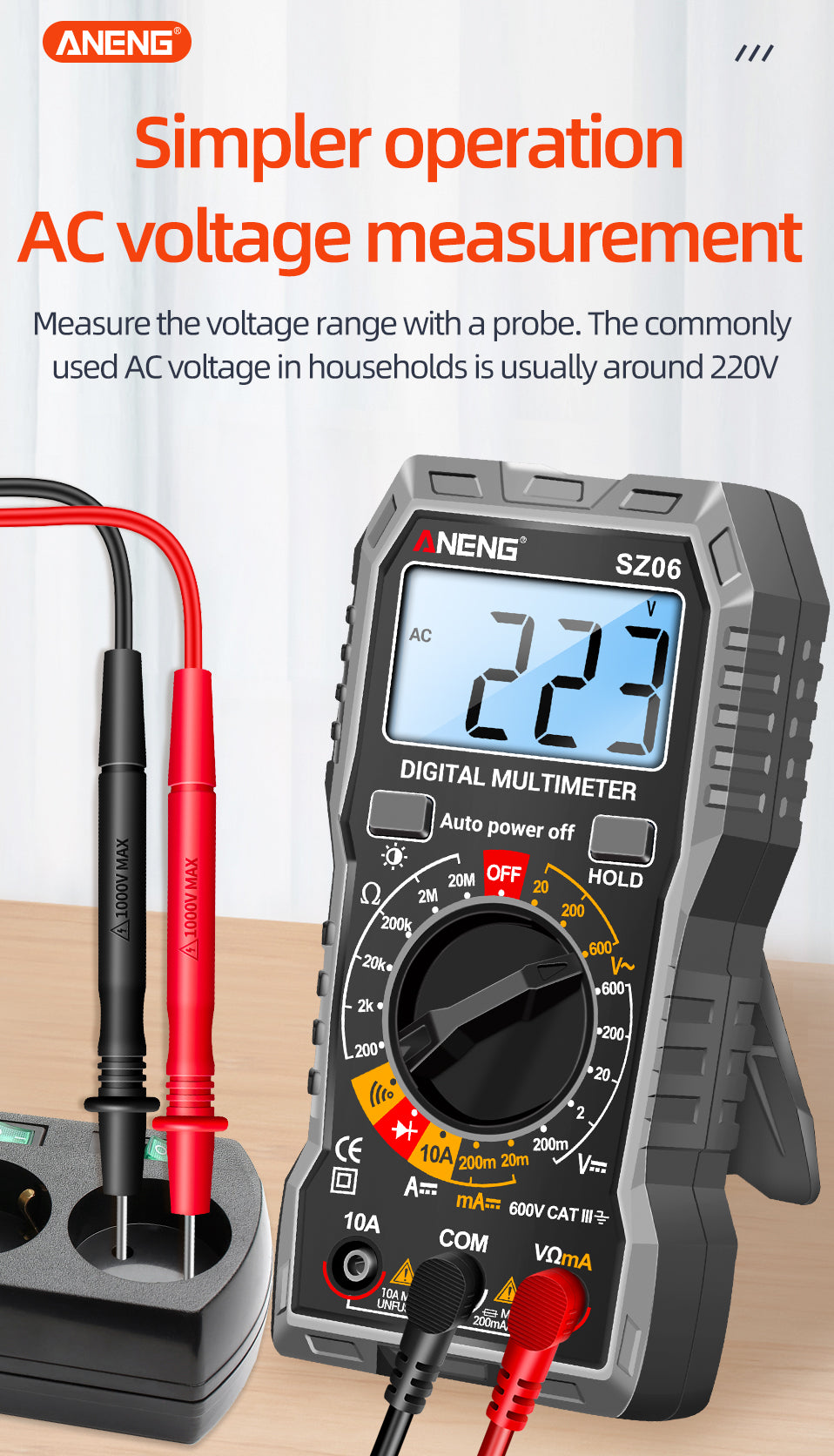 Digital Multimeter ANENG SZ06 AC/DC Ammeter 1999 Counts Multitester 600V Voltmeter Multimetr Voltage Resistance Meter Diode Tool