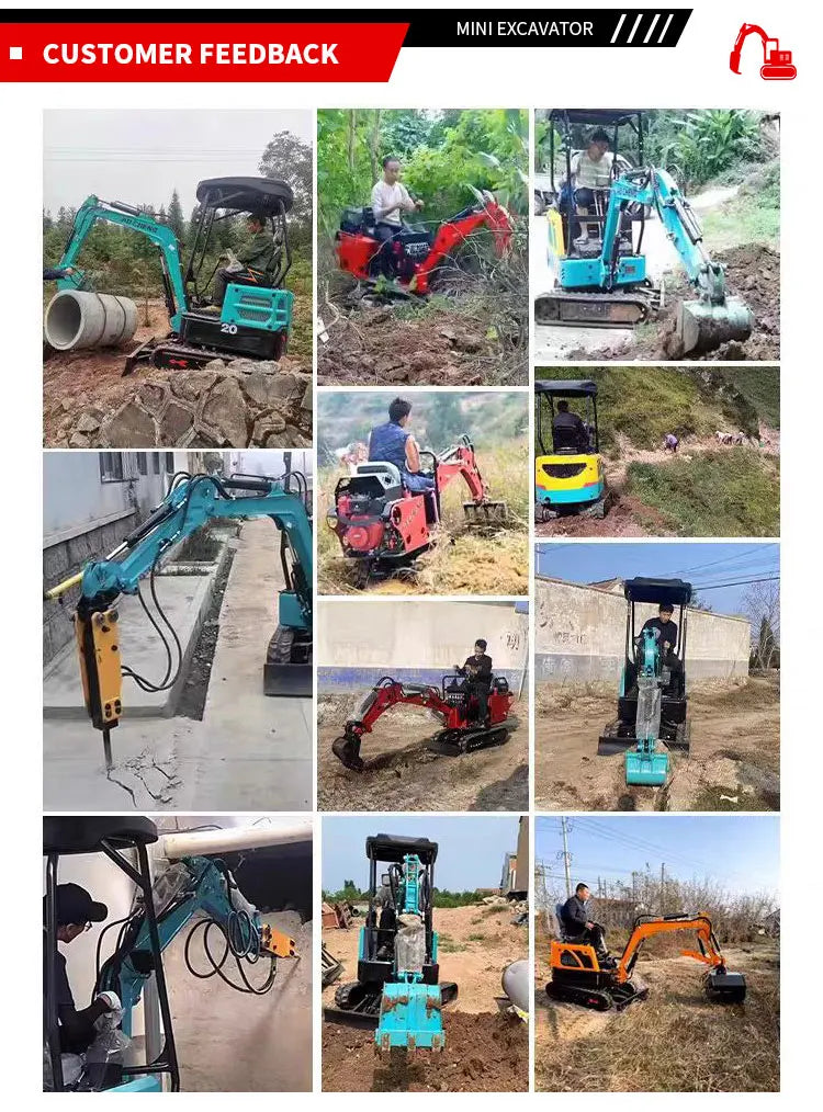 Custom Mini 1.2 Ton Excavator Euro 5 Engine CE Certified Compact Digger for Construction and Farm Use