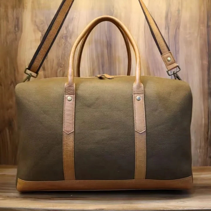 Real Handmade Large Capacity Waxed Canvas Duffel Bag for Travel Wear-Resistant Water Proof Luggage Duffel Bag
