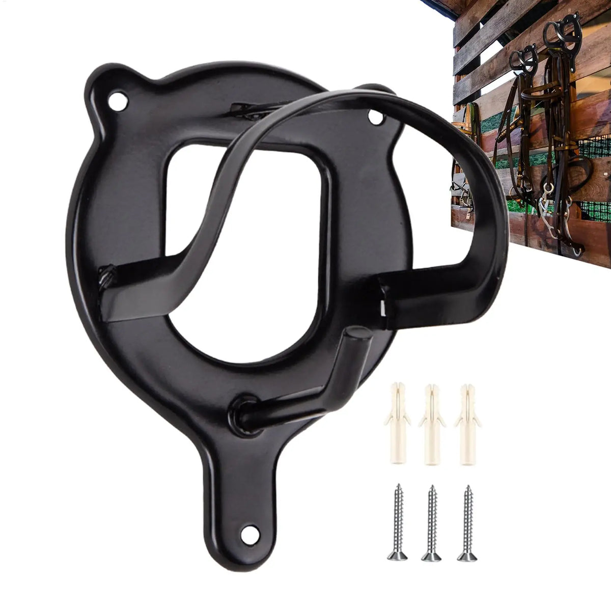 Horse Bridle Rack Bridle Bracket Bridle Hooks Horse Tack Storage Halter Hanger Metal Bridle Holder with Tubes and Screw for Barn
