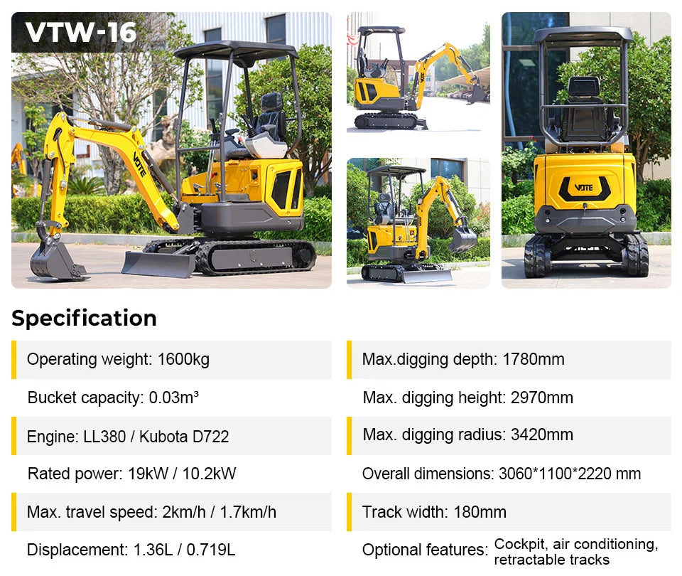 Mini Excavator 1 Ton EURO 5 Engine China Cheap 2 Ton Crawler 1.8 Ton Home Digger 1 T Bagger Farm For Sale Customized