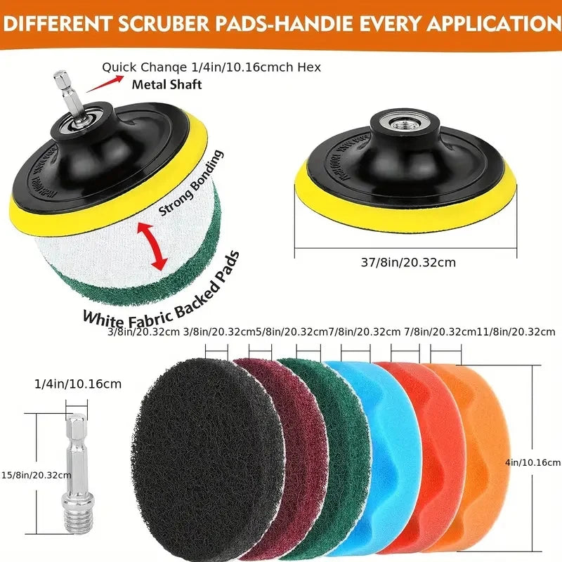  Electric Cleaning Brush Set, Electric Drill Brush Head, Car Cleaning Sponge Soft Brush, Car Wash Hard Brush, Bathroom Brush