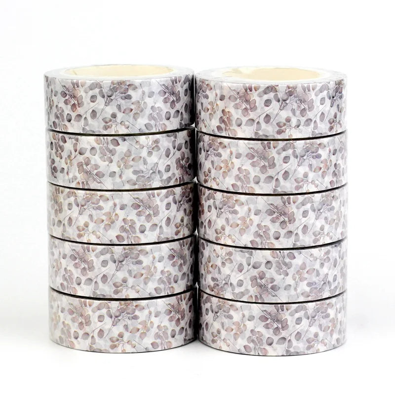 2023 NEW 1PC 10M Decor More Neutral Leaves Grid Washi Tape Set for Scrapbooking Journaling Adhesive Masking Tape Cute Stationery