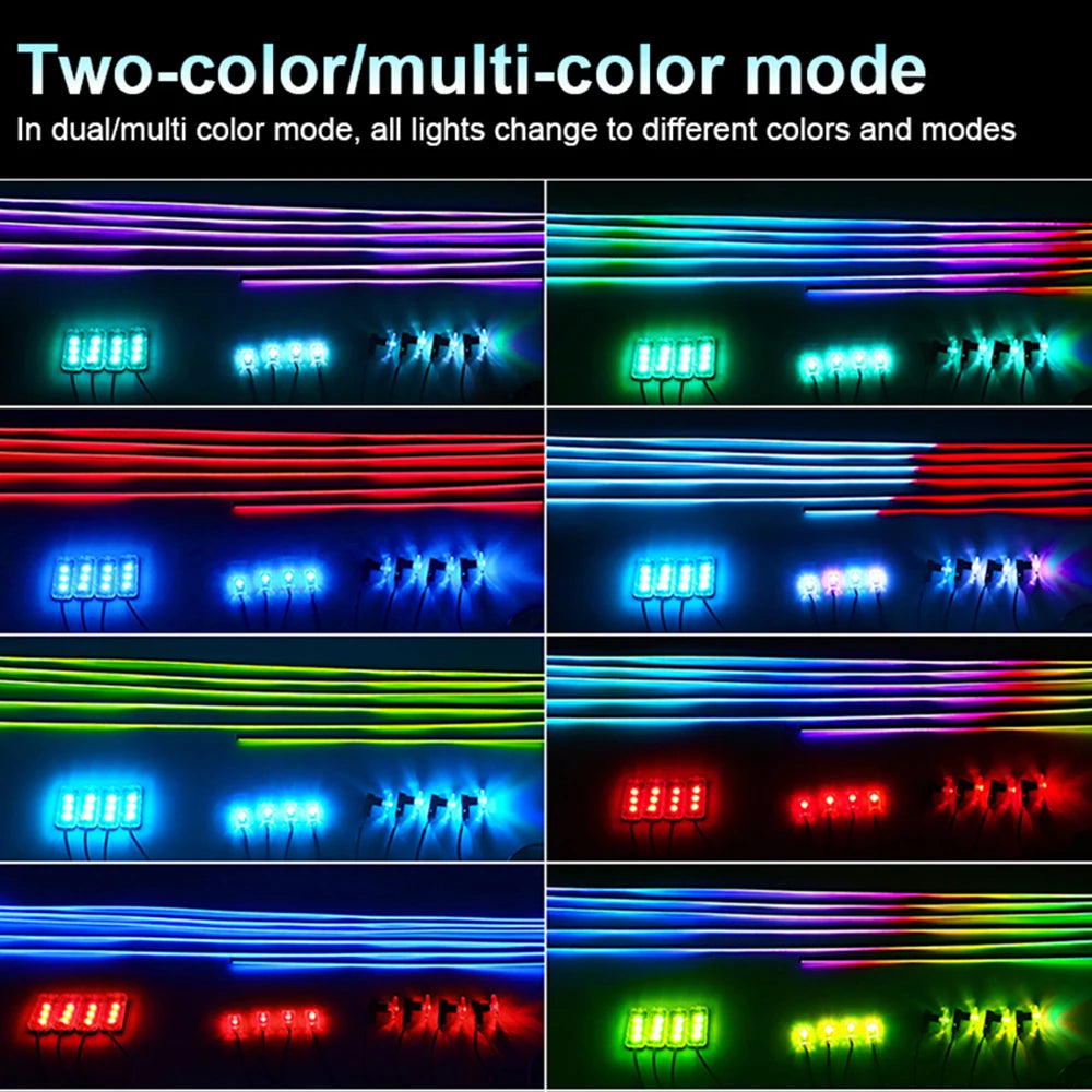 Newest Car LED Dual Zone Hidden Ambient Light Smoke Matt Black Acrylic Strip Symphony Interior Decoration Atmosphere Light Kits