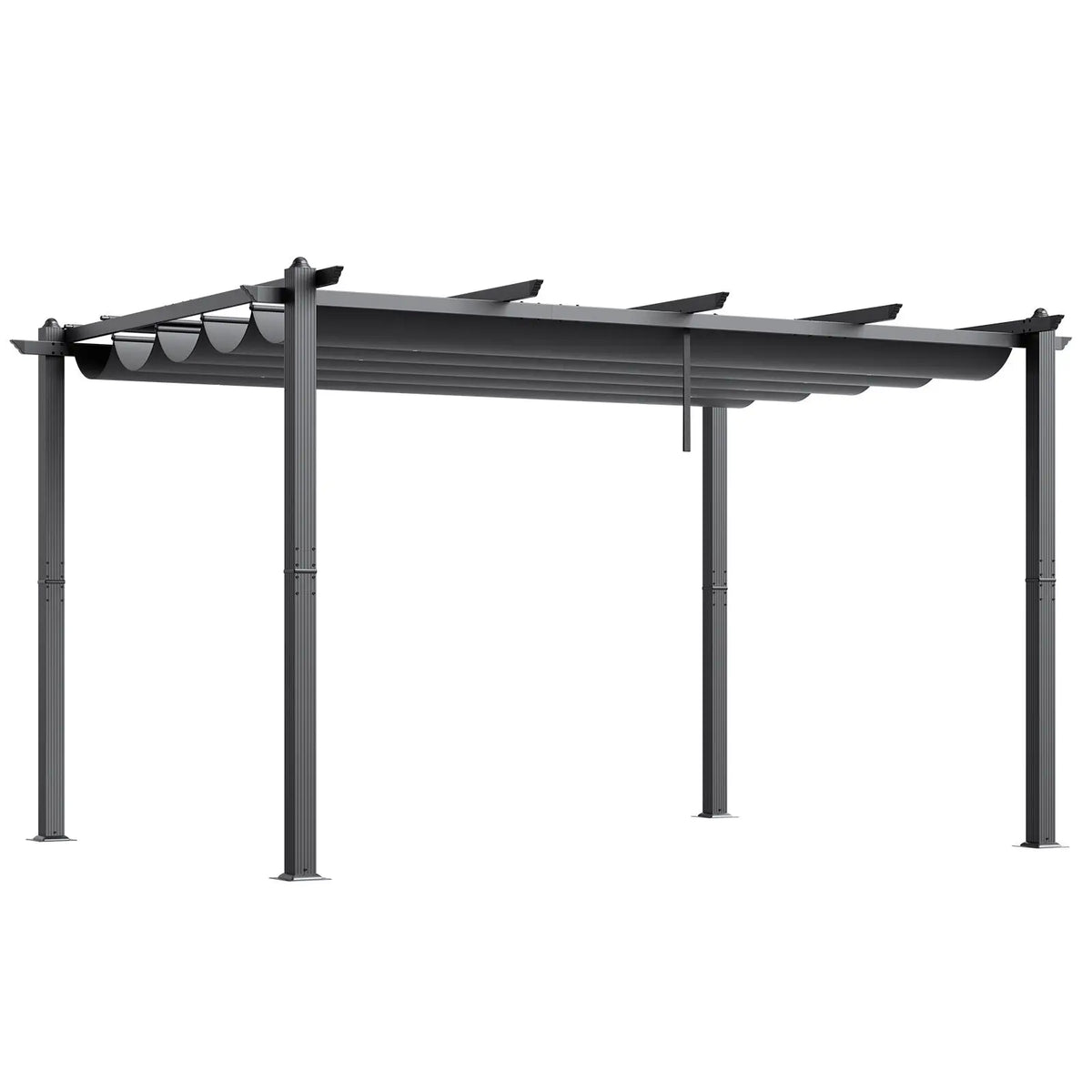 10FT X 13FT Modern Outdoor Retractable Pergola with Aluminum Canopy Sun Shade for Courtyard