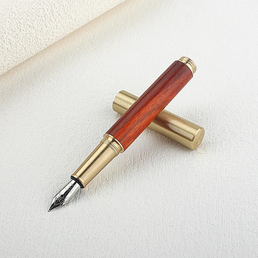 Exquisitely Designed Portable Pocket Vintage Mini Lipstick Pen Brass Solid Wood Materials Stationery Gifts Office Supplies