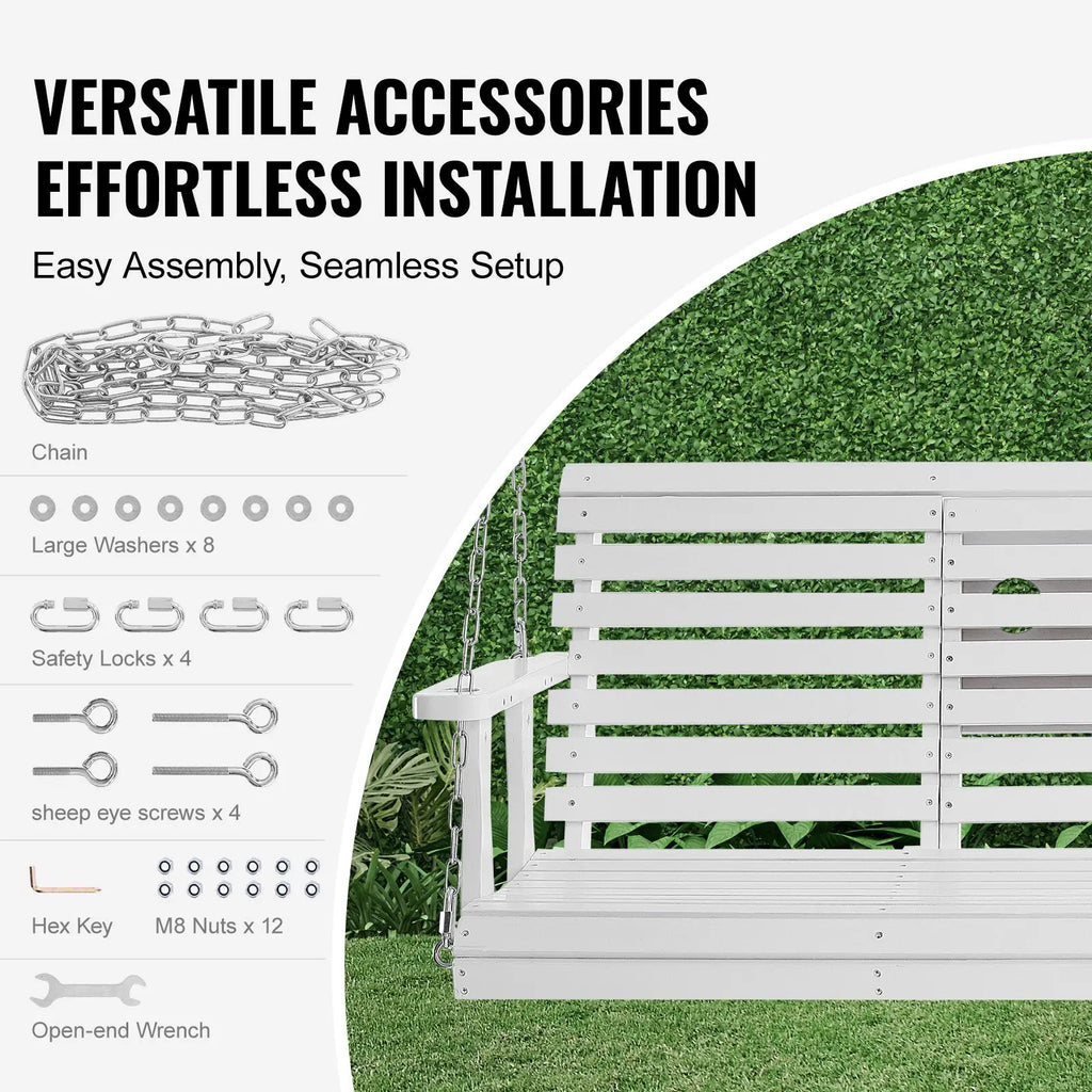Upgraded 5 ft Wooden Porch Swing Heavy Duty Patio Bench Swing with 880 Lbs Load Capacity for Courtyard Garden for Indoor Use