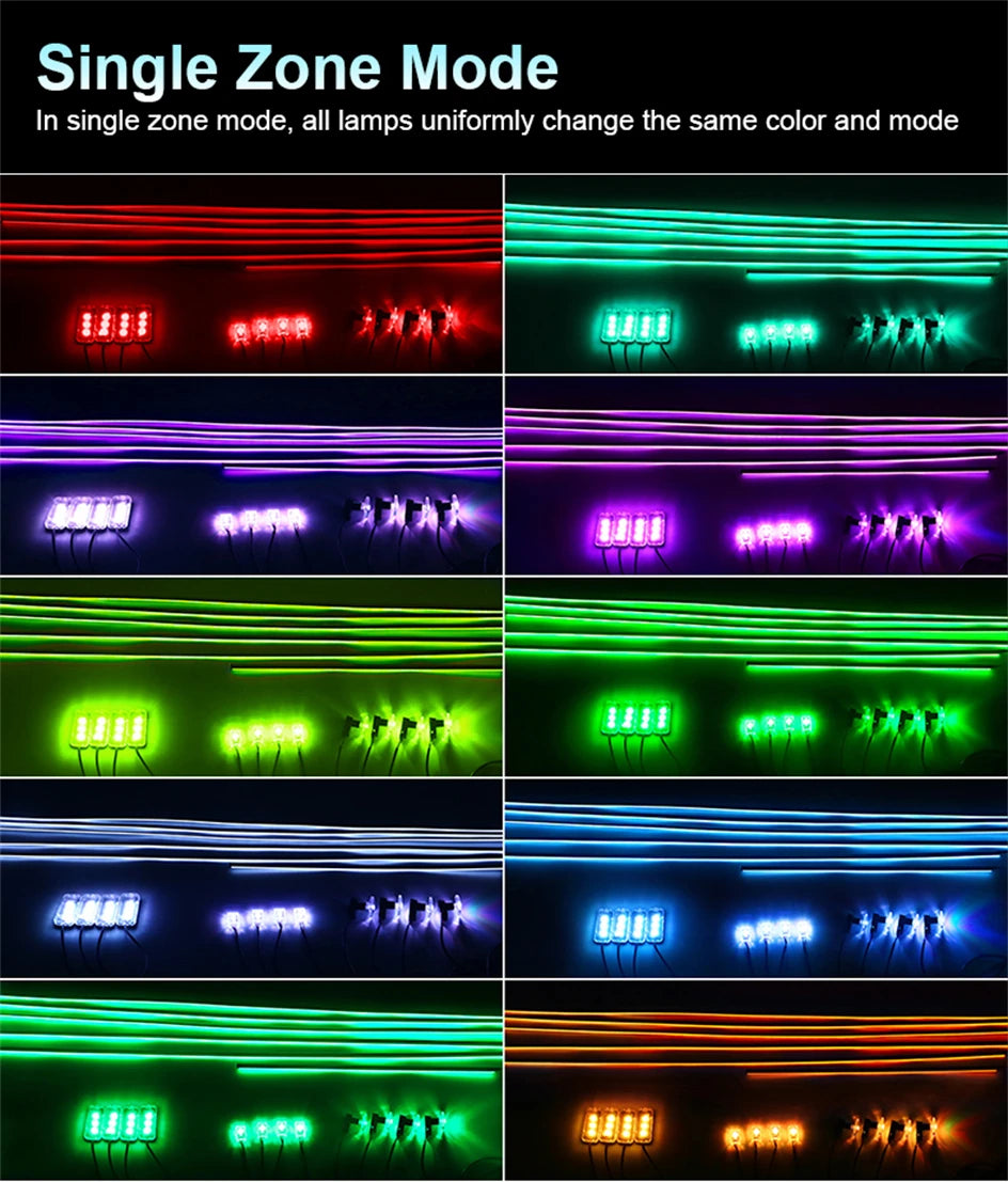 Newest Car LED Dual Zone Hidden Ambient Light Smoke Matt Black Acrylic Strip Symphony Interior Decoration Atmosphere Light Kits