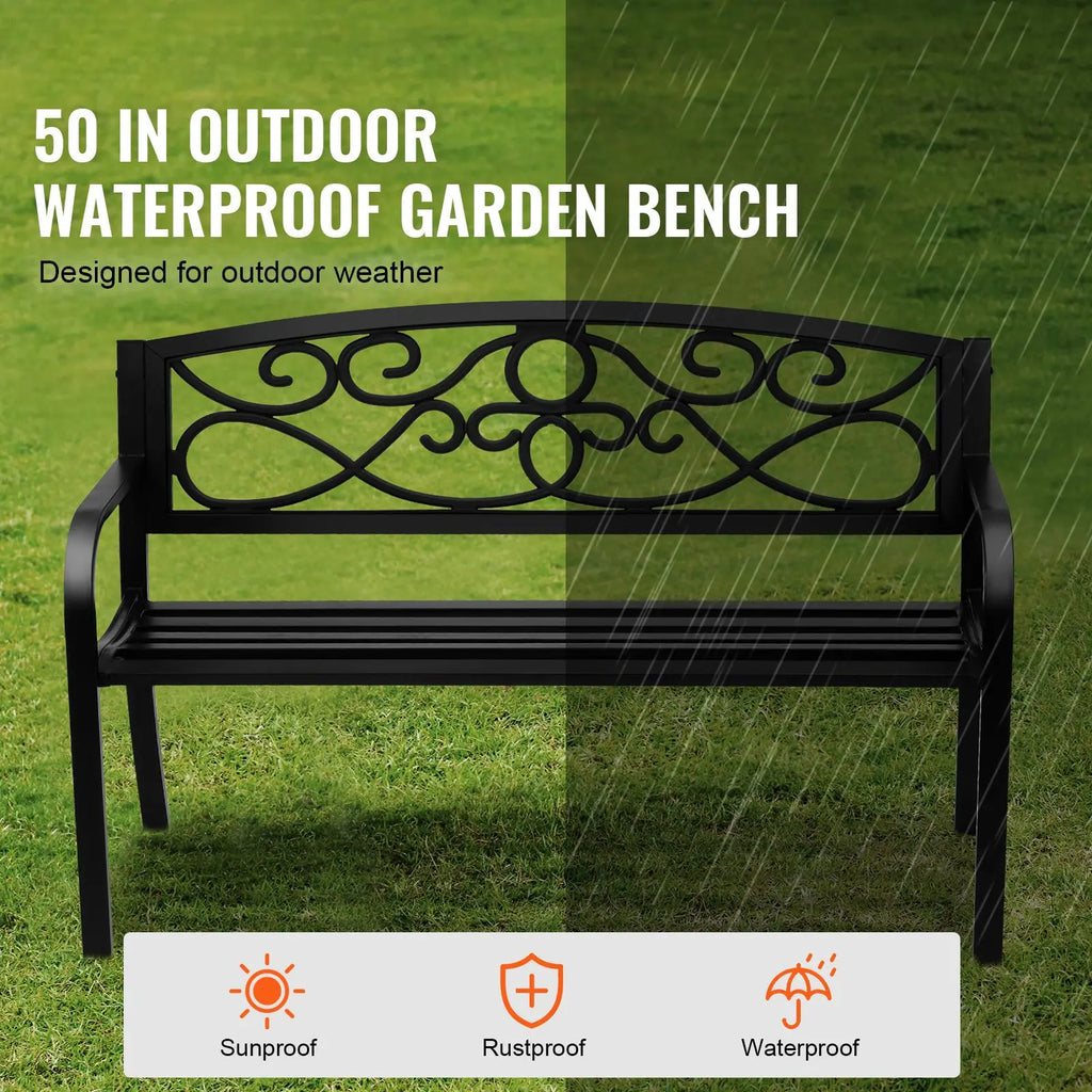 Antique Design 50-Inch Outdoor Garden Bench 550 Lbs Load Capacity Wood Bench with Backrest for Patio for Outdoor Park Use