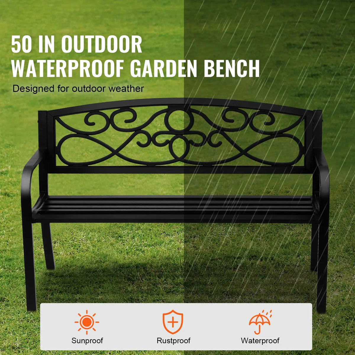 Antique Design 50-Inch Outdoor Garden Bench 550 Lbs Load Capacity Wood Bench with Backrest for Patio for Outdoor Park Use