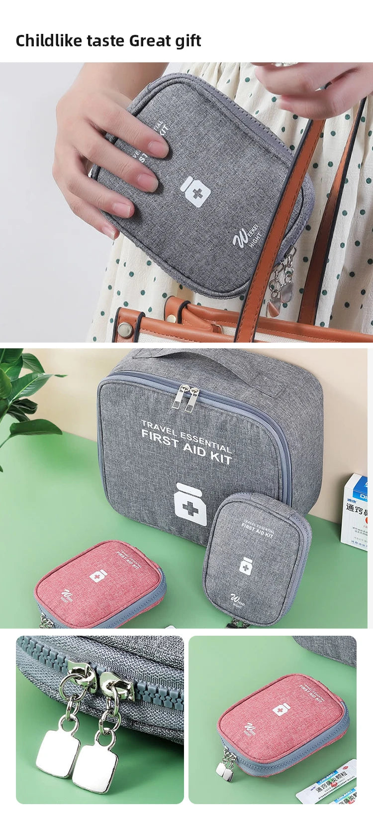 Large-Capacity Portable Family First Aid Kit,Layered Medicine Storage Bag for Household, Outdoor Activities & Travel Needs