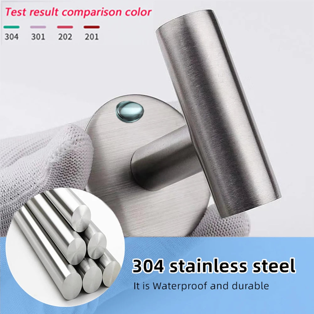 2/4PCS Adhesive Wall Hook Stainless Steel Robe Sticker Hooks Towel Coat Key Pants Hangers Bathroom Kitchen Storage Accessories