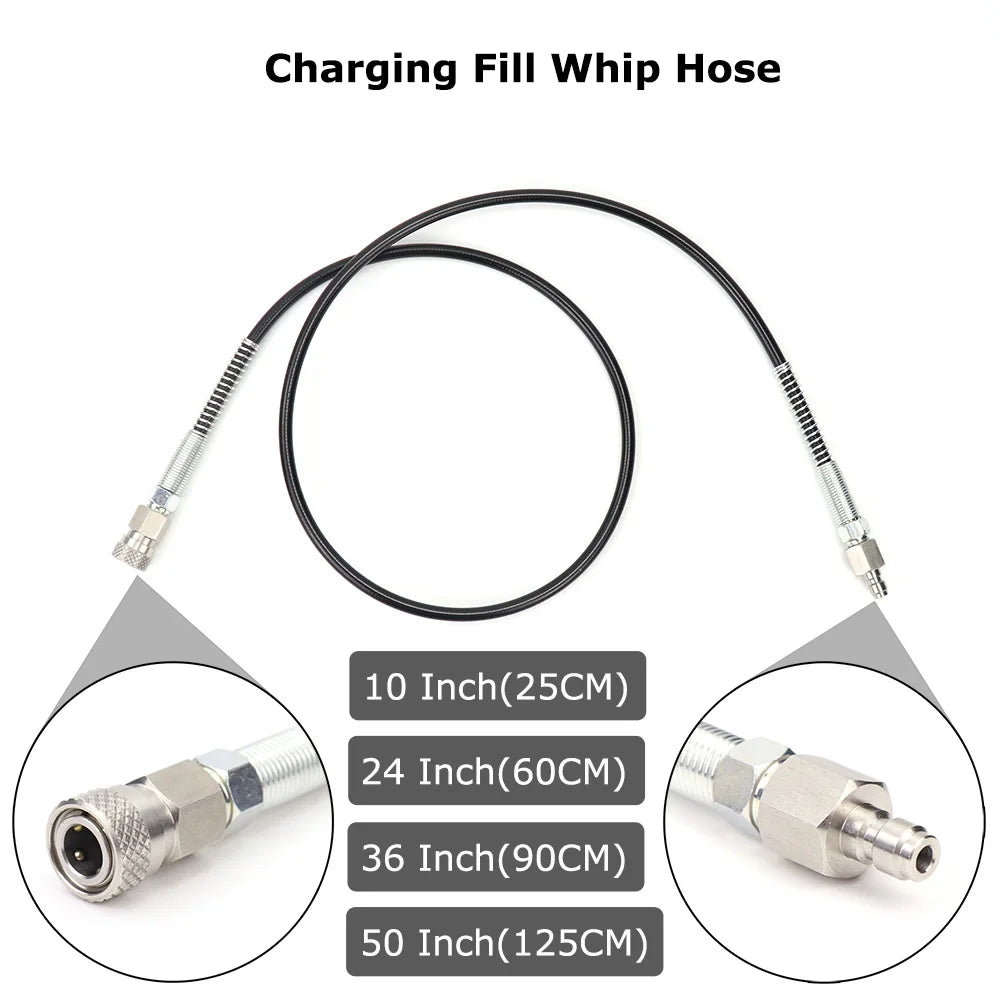 New High Pressure Whip Hose Charging Hose Remote Fill Extension 10Inch 24Inch 36Inch 50Inch