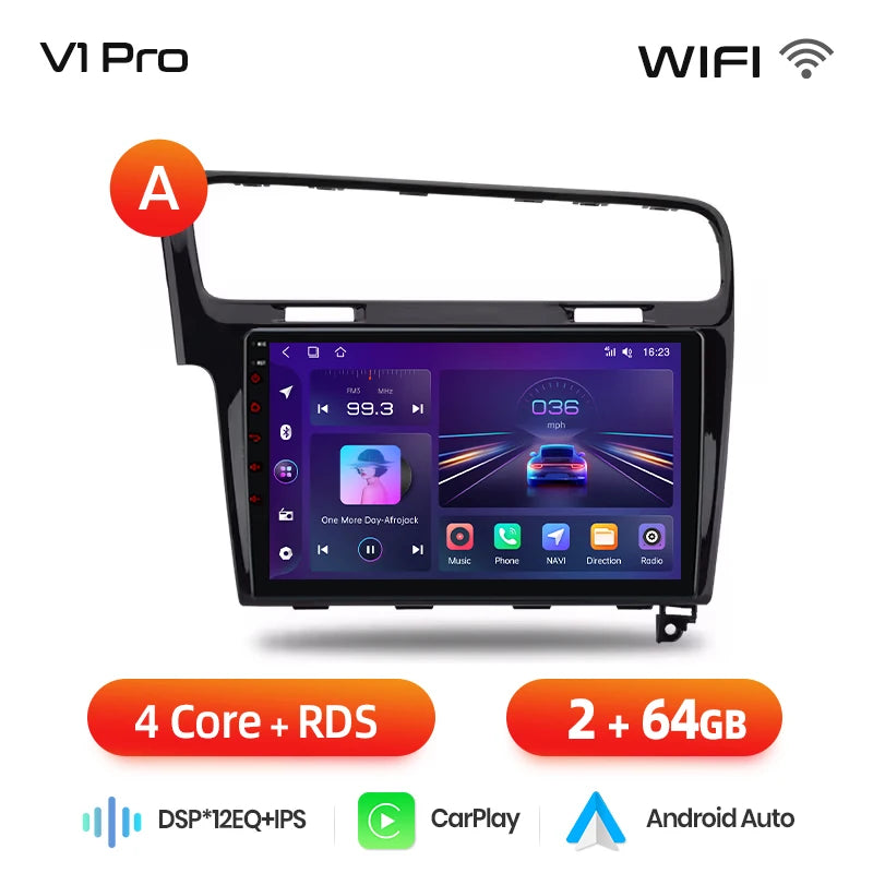 Junsun AI 4G LTE Wireless CarPlay Android Auto Car Radio For VW Volkswagen Golf 7 2013 2014 2015-2017 GPS Navi BT DSP RDS FM