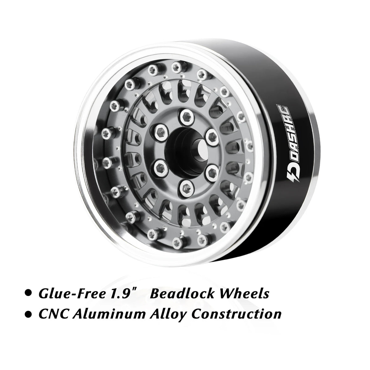 DashRC 1.9" Beadlock Wheels Aluminum Negative Offset Rims 4PCS for 1/10 RC Crawler SCX10 TRX4 TRX6 RC4WD D90
