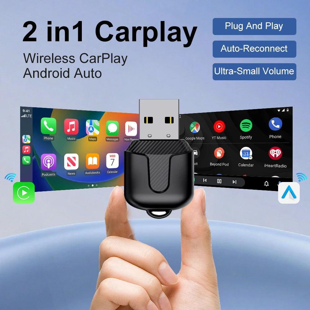 FLIXIVI CarPlay Android Auto Adapter Wired To Wireless 5GHz WiFi5.0, /type-c Plug and Play, for Original Wired CarPlay/Auto Cars