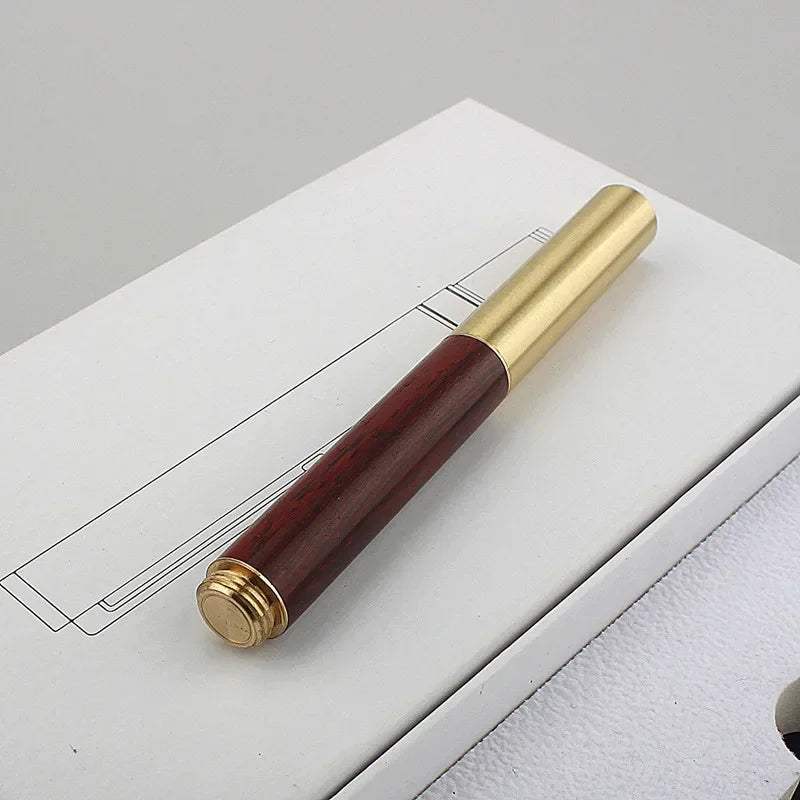 Exquisitely Designed Portable Pocket Vintage Mini Lipstick Pen Brass Solid Wood Materials Stationery Gifts Office Supplies