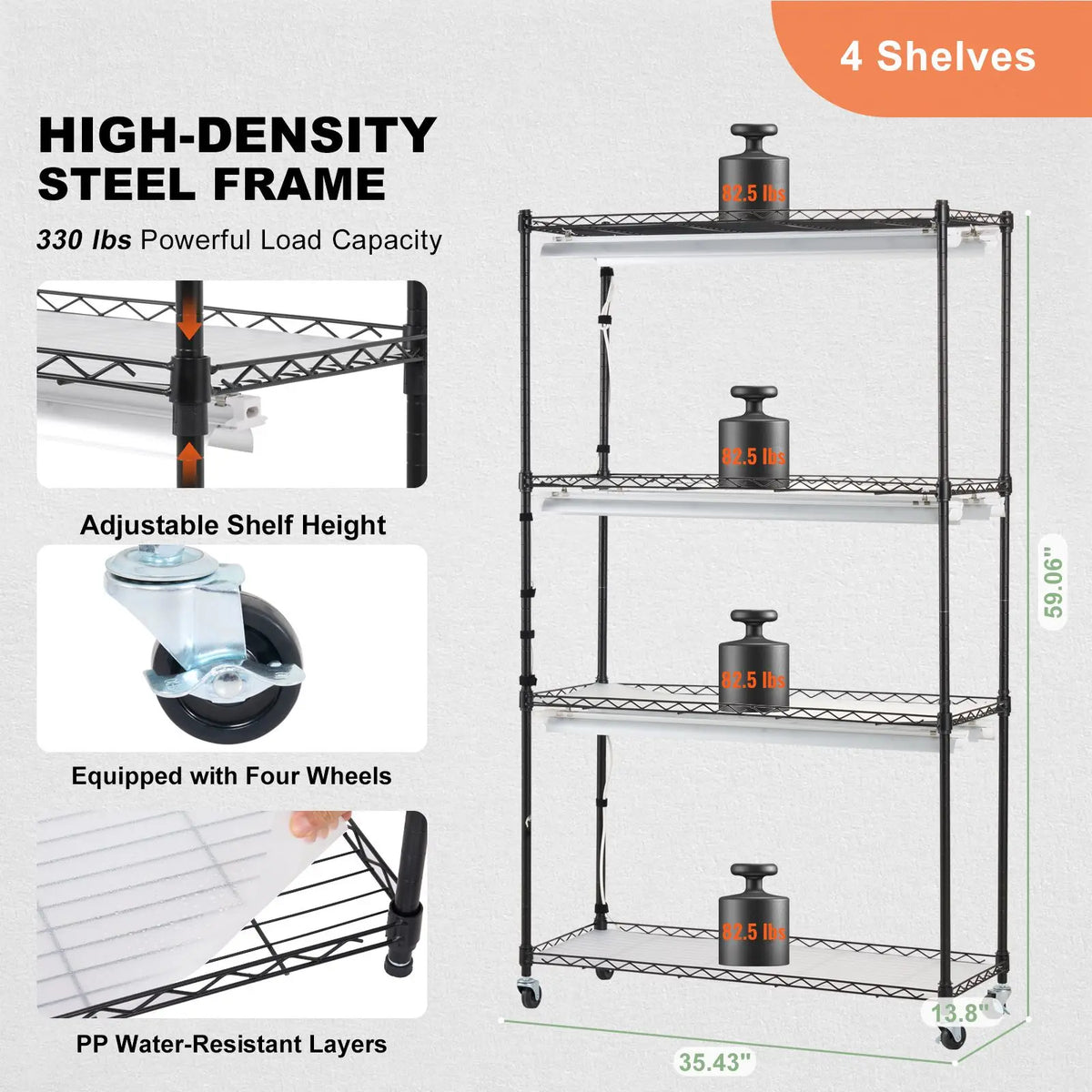4-Tier 3000K 180W LED Full Spectrum Plant Stand Grow Light Indoor 180W LED Full Spectrum Light 4-Tier Plant Shelf Grow Light