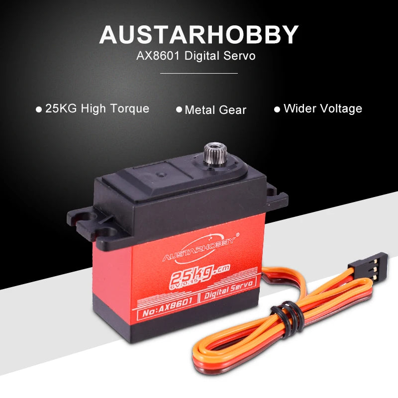 AUSTARHOBBY Digital Servo AX8601 4.8-6.0V 25KG Waterproof High Torque Metal Gear for Traxxas HSP RC Car Boat Robot Airplane