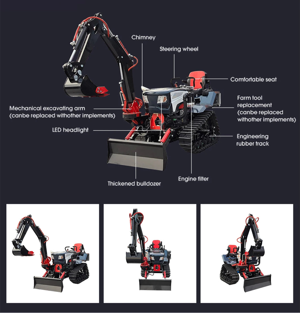 Discount Price Mini 25hp 35hp Diesel Power Tiller Cultivators Agricultural Farming Machine Crawler Tractor