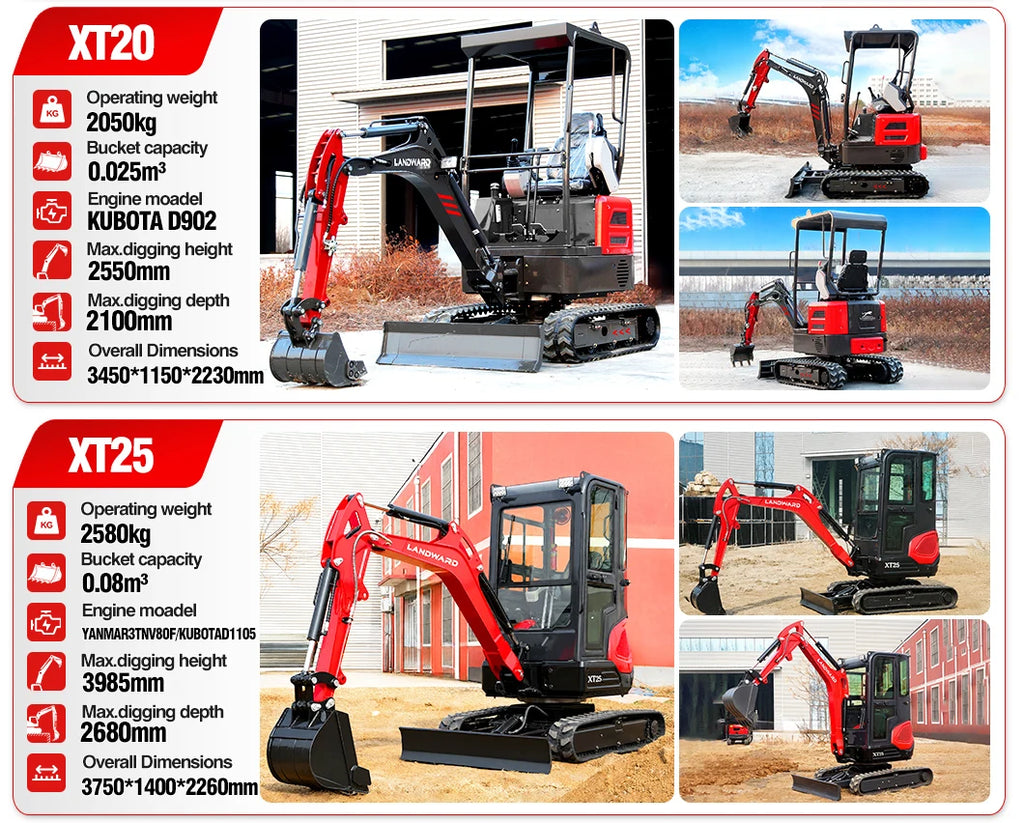 New 2.5 Ton Mini Excavator Agriculture Excavators XT25U Optional Diesel Engine Customize Euro 5 Hydraulic Crawler Mini Excavator